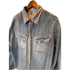 Wah Maker Cowboy Men’s XL Denim Western Snap Shirt Made USA Y2K Ranch Workwear